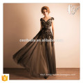 Elegant Sexy Black Lace Design Maxi Dress Preto Vestido de Noite Elegant Evening Dress